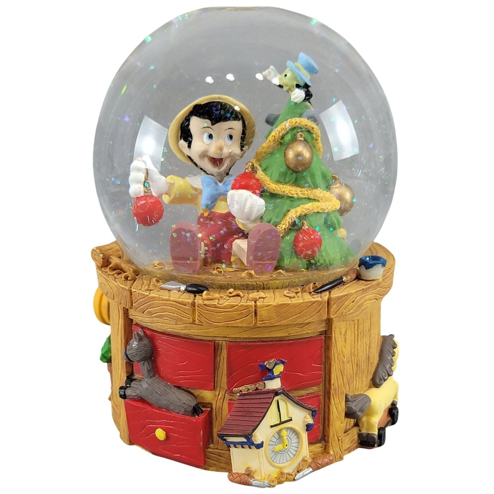 Disney Pinocchio Musical Snow Globe Christmas Workshop Enesco Jiminy Cricket